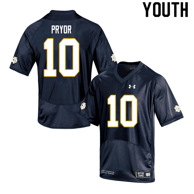 Youth NCAA Notre Dame Fighting Irish #10 Isaiah Pryor Stitched College Under Armour Authentic Navy Football Jersey VX10T52KW